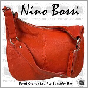 Nino Bossi Burnt Orange Leather Medium Shoulder Purse Nice Subtle Pop Of Color